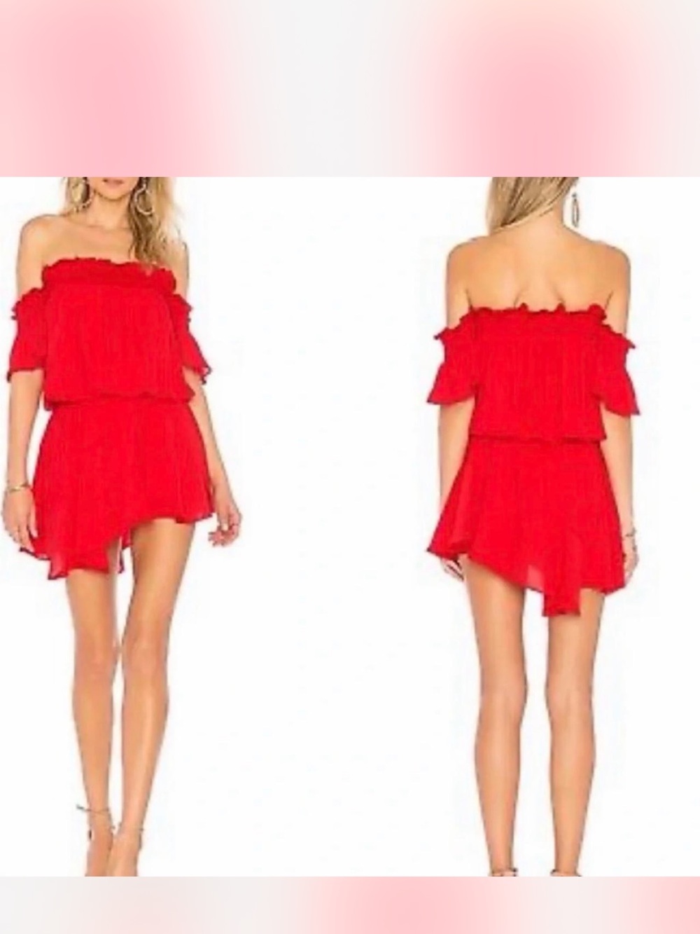 Amanda Uprichard Red One-Shoulder Ruffle Mini Dress